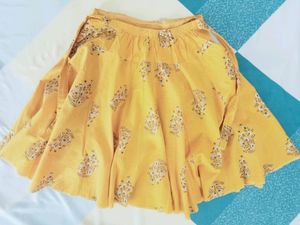 Yellow Ethnic Short Skirt
