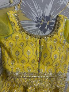 Yellow Embroidered Ethnic Gown