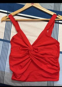 DATE PERFECT Red Front Twist Top