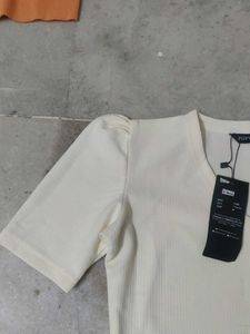 Cream Color Puff Sleeved Top