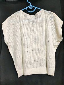 Crochet Knit Off-white Top