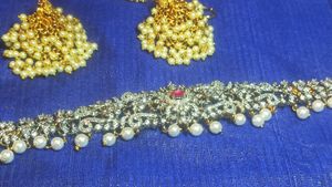 Cz Stone Hip Belt And Guttapusla Peacock Earrings