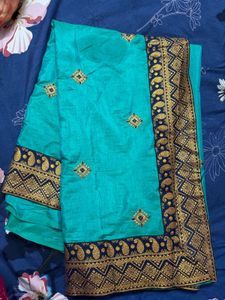 Elegant Teal Saree (without Blouse)
