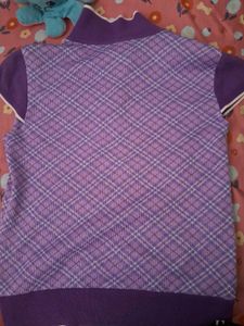 Purple Plaid Polo Top