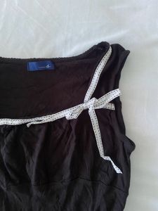 Brown Tank Top with Ribbon Detail