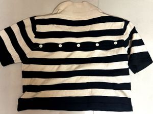 Striped Crop Polo Shirt