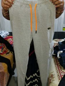 Boys Grey Joggers with Orange Drawstring