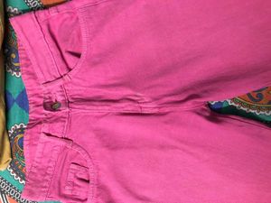 High Waist Straight Pink Denim