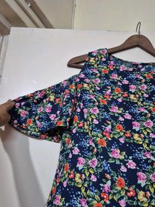 Floral Multicolor Cold Shoulder Top