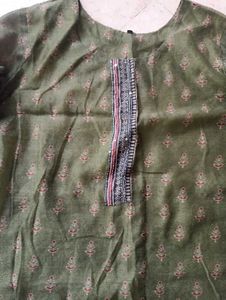 Olive Green Printed Kurti