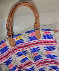 new white multicolour tote bag