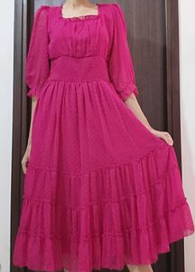 Pink Smocked Swiss Dot Top