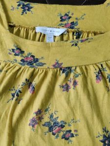 Mustard Yellow Floral Top For Women