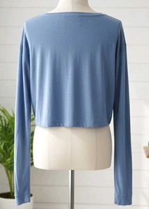 DressBerry Blue Long Sleeve Crop Top