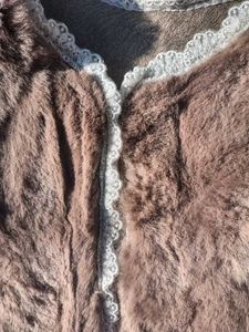 Faux Fur Jacket with Lace Trim