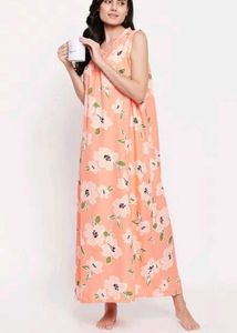 Pretty Floral Print Long Night Nighty