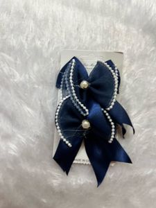 Cute Navy Bow Hair Clips