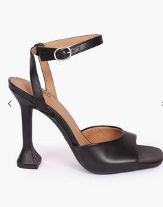 Women Black Heels with Ankle-loop