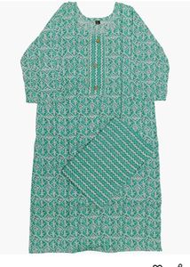 Green Printed Cotton Kurta