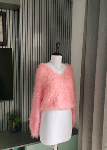 💥Price Drop💥V Neck Fur Oversized Sweater