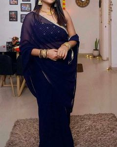 Elegant Navy Blue Saree