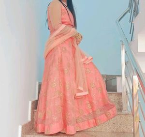 Crop top dress in peach colour