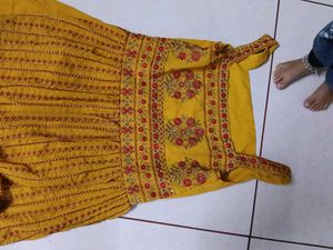 Yellow Embroidered Kurti