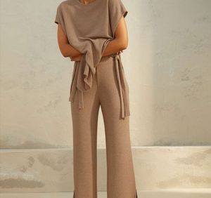Women Beige Knitted Trousers