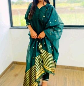 Green Kurti  Dupatta Set
