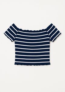 Striped Off-Shoulder Crop Top