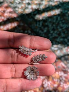 Floral &amp; Leaf Ring Set