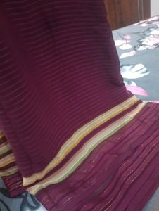 Dark Purple Satin Border Saree