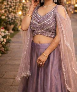 Lavender Sequin Lehenga Choli Set