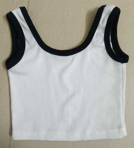 Ribbed Black And White Crop Tank Top