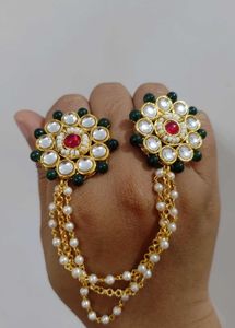 Statement Kundan Slave Bracelet Ring