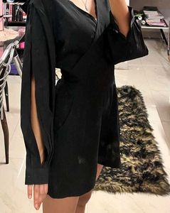 Black V-Neck Romper with Bell Sleeves