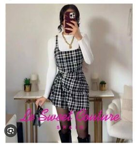 Zara Black White Plaid Mini Dress