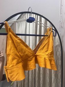 Orange Ruffle Crop Top