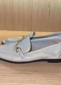 Zara Ecru Pure Leather Loafers
