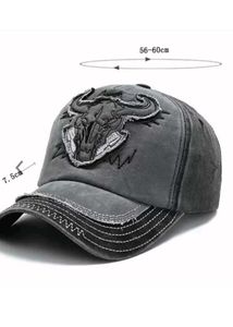 Bull Skull Distressed Baseball Cap
