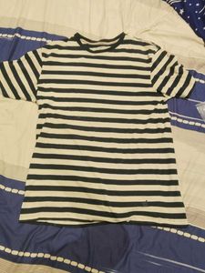 Jockey T Shirt White And blue Stripes