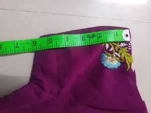 Dark Purple Hand Made Embroidery Saree