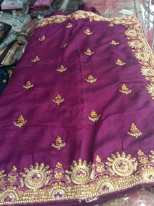 Purple Embroidered Saree