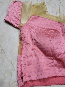Pink &amp; Gold Boat Neck Party Blouse