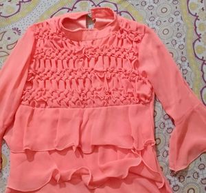 Coral Ruffle Top