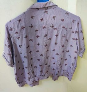 LAVENDER PRINTED CROP SHIRT