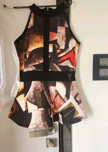 Black Halter Neck Peplum Top