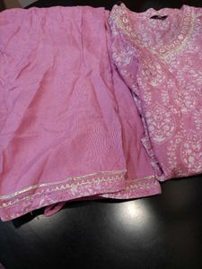 Elegant Pink Printed Kurti Set🌷