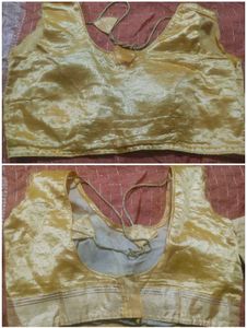 orange saree Gold Shimmer Blouse