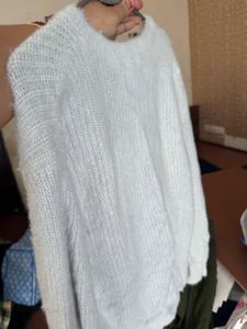 White Cutout Knit Sweater